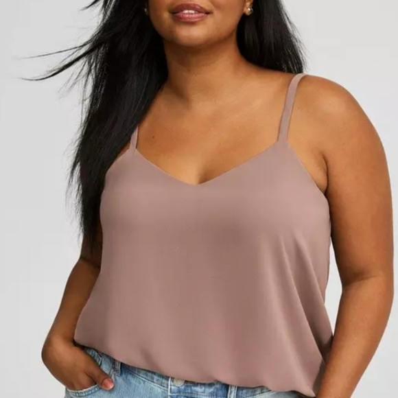 torrid Tops - Torrid Dark Taupe Charmeuse Sophie Swing Cami Tank Top